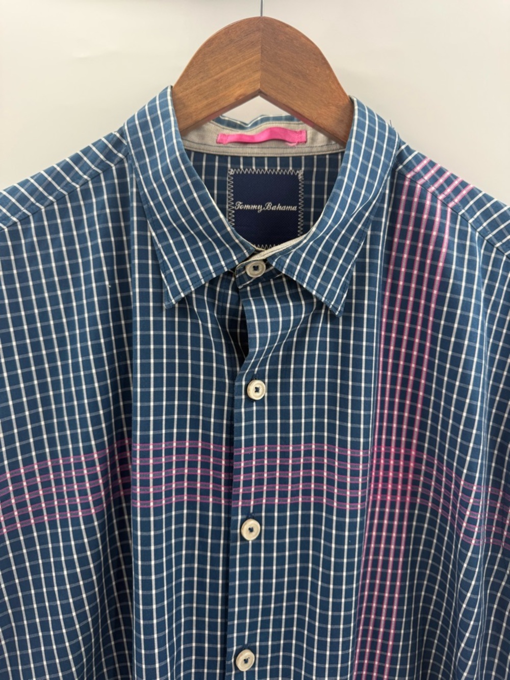 Tommy Bahama Men’s 100% Cotton Checked Button Up Long Sleeve Blue Size Large - Picture 2 of 8